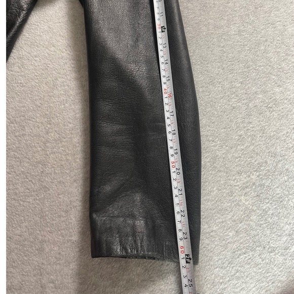 VTG Vera Pelle Italian Leather Blazer 48 Black Soft Pebbled Made in Italy Jacket - Picture 7 of 13